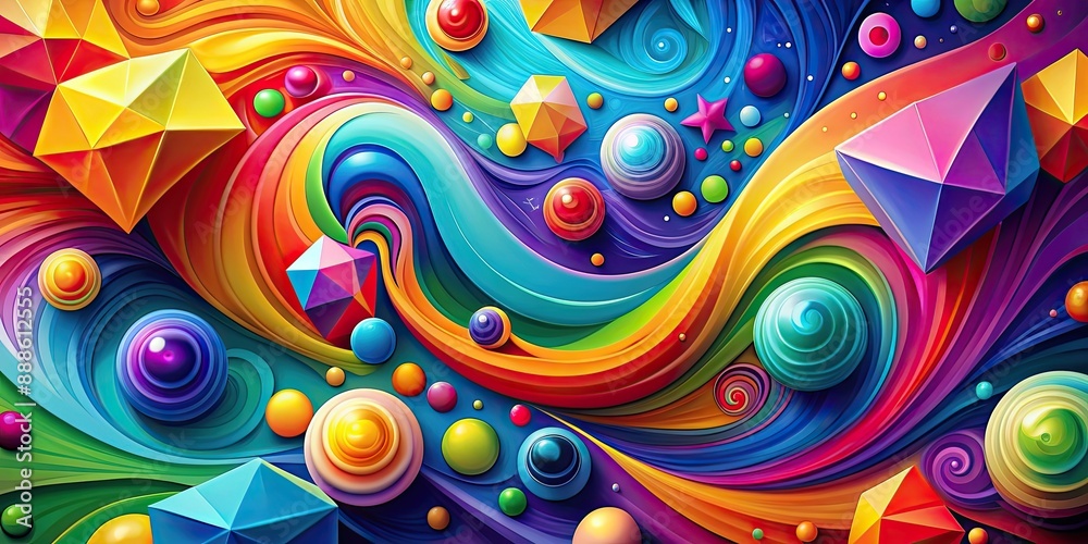 Poster colorful abstract background with vibrant swirls of color and geometric shapes, colorful, abstract, 