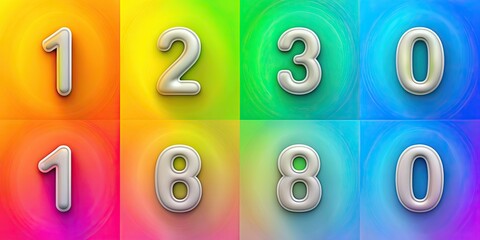 Set of numbers from 1 to 10 on colorful background, numbers, 1, 2, 3, 4, 5, 6, 7, 8, 9, 10, set, colorful, background