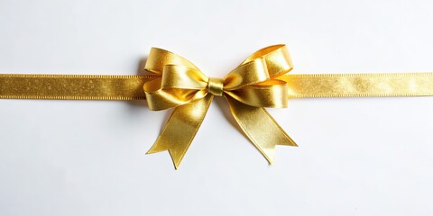 Gold ribbon bow cut out on a white background, gold, ribbon, bow, cut out, isolated, decoration, gift, present, shiny