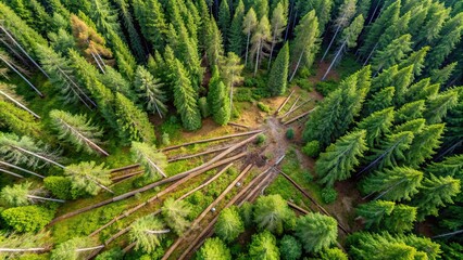 Aerial view of a forest in Trentino Alto Adige, Italy