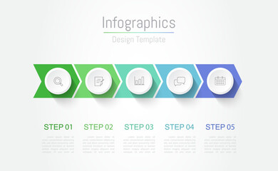 Infographic 5 options design elements for your business data. Vector Illustration.