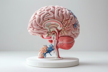 Brain model with anatomical details medical science realistic brain brain study modern research detailed brain structure white background brain anatomy scientific illustration clean design