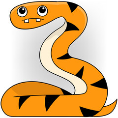 Cartoon Orange Snake with Black Stripes and Goofy Expression