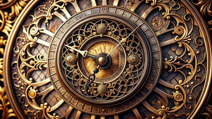 Obraz premium Close up shot of a vintage clock with a beautiful, intricate zifferblatt design, timepiece, Roman numerals, vintage