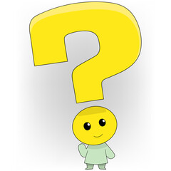 VARIOUS COLORFUL CHARACTERS WITH QUESTION MARKS SYMBOLIZING CURIOSITY AND THOUGHT PROCESS