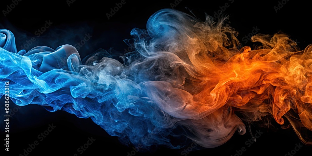 Canvas Prints Blue and orange smoke swirling together for a vibrant and dynamic visual effect, blue, orange, smoke, abstract, background