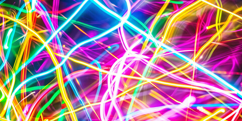a dynamic composition of colorful neon light streaks, generative AI