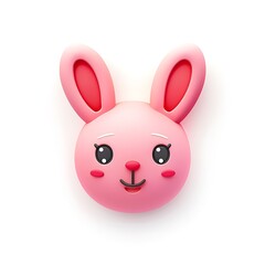 Obraz premium Cute 3D pink cartoon rabbit head isolated on white background