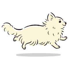 走るチワワのかわいい手描きイラスト