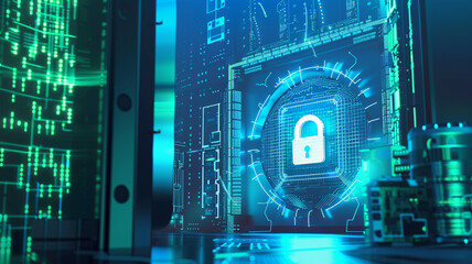 Cyber security concept. Blue lock symbol, point connecting network on blue background. blue background, padlock with lock, cybersecurity, cybersecurity background, padlock icon, digital security,