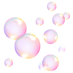 3d pink round transparent bubbles cartoon clipart