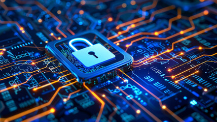 Cyber security concept. Blue lock symbol, point connecting network on blue background. blue background, padlock with lock, cybersecurity, cybersecurity background, padlock icon, digital security,