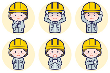 女性工事作業員のポーズセット_05