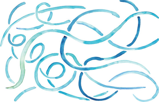 watercolor blue lines abstract art on white clip art preview