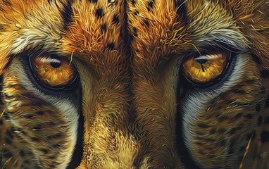 Close-up of a cheetah's intense gaze, capturing the wild and fierce spirit of this magnificent predator in stunning detail.