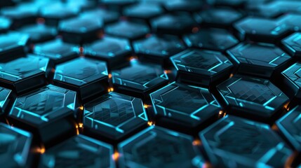 Obraz premium Geometric hi-tech patterns with interconnected hexagon background.