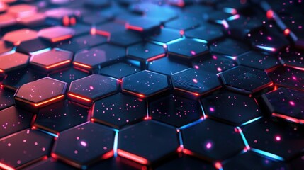 Obraz premium Geometric hi-tech patterns with interconnected hexagon background.