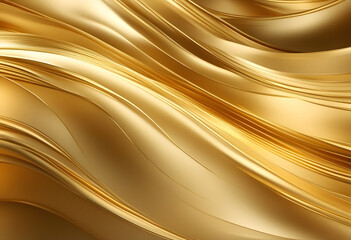Abstract golden waves background with smooth, flowing curves and a metallic sheen.
