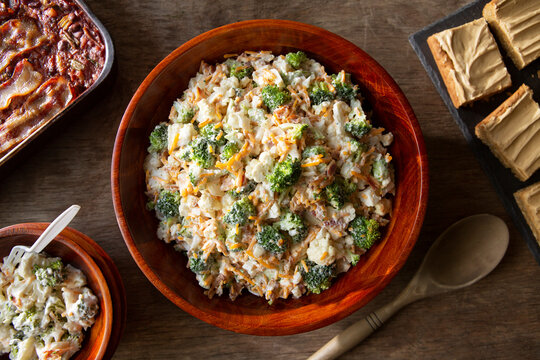 Creamy Broccoli Cauliflower Salad Summer Potluck Gatherine