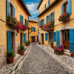 Naklejka premium street in the old town of island country Generated by Ai 