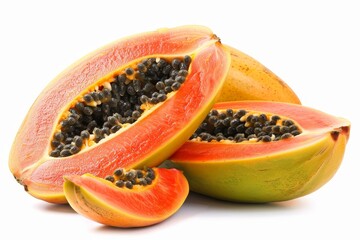 Juicy papaya on white background