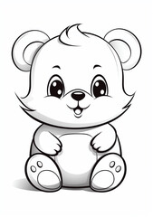 Fototapeta premium coloring page for kids, teddy bear with cute eyes and smile sitting down