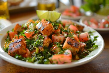 Lebanese salad with dressing