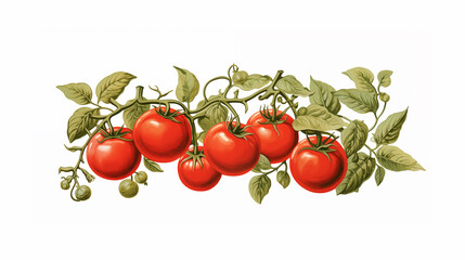 Botanical tomato Illustrations on white background ~ Created using Generative AI