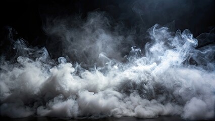 Abstract misty fog on isolated black background