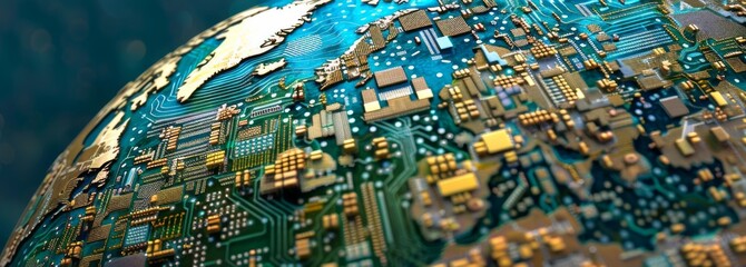 Globetronic Vision: A Symbolic Earth Representing the Electrification and Digitalization of the World through Circuitry and Microchips