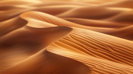 Golden Sand Dunes in the Desert with Rippling Patterns and Soft Shadows Under Sunlight