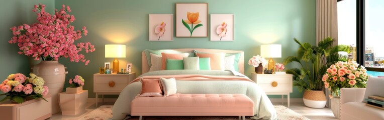 Minty French Country Bedroom Interior Design
