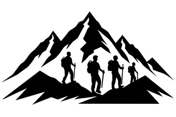 Mountain Tourism Season Silhouette Vector Illustration