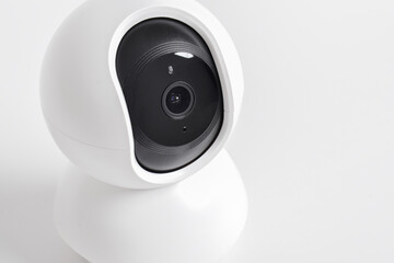 CCTV security camera isolated on white background. Smart home wireless security camera