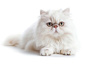 White Persian Cat on white background