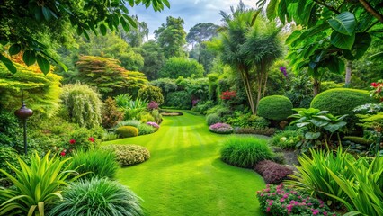 Lush green leaves in a vibrant garden setting, nature, green, leaf, plants, summer, garden, spring, background, foliage, vibrant
