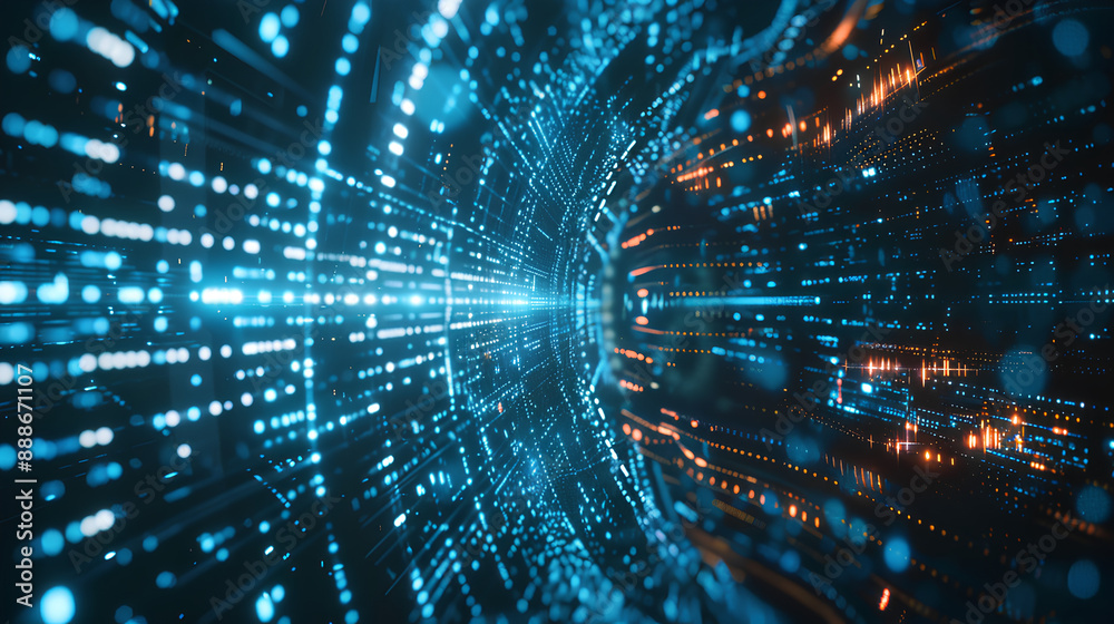 Poster digital background perfect for tech processes, neural networks, artificial intelligence, data transf