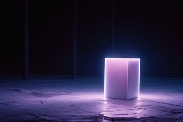 Glowing Pastel Light with Geometric Shape in Dark Room