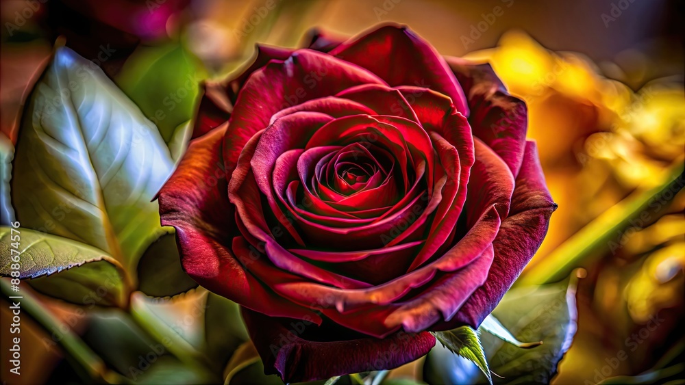 Poster Close up of a vibrant red rose with delicate petals, rose, flower, close up, vibrant, red, petals, beauty, nature, plant