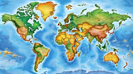 A detailed world map with countries, cities, and geographical features, geography, international, travel, continents