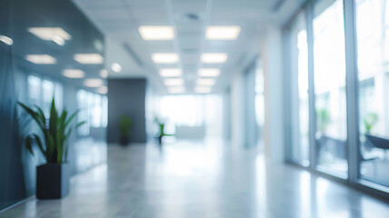Fototapeta premium Blurry empty office interior, contemporary and sleek