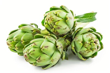 Fototapeta premium New artichokes on white background