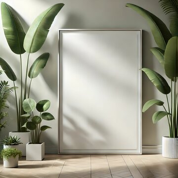 icture Frame with Banana Leaves and Potted Plants