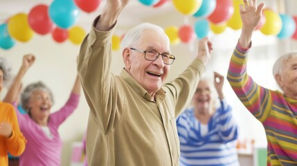 Festive Seniors: Enjoying a Vibrant Halloween Party with Colorful Costumes and Decorations