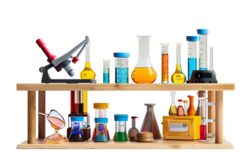 Isolated school science equipment on transparent background