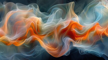 Fototapeta premium Abstract Digital Art with Orange, White, and Blue Swirls