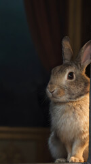 Obraz premium a rabbit that is sitting on the floor by the window
