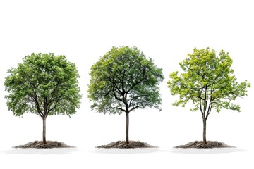 Set beautiful trees isolated on white background