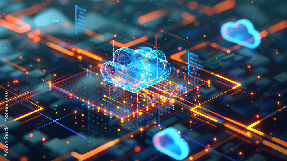 Poster seamless data migration to the cloud, seamless data migration to the cloud with an image showing dat