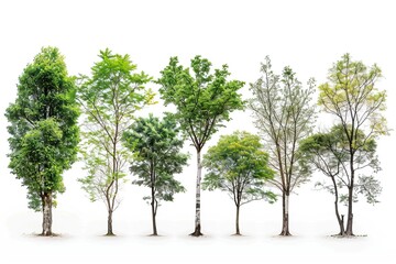 Set beautiful trees isolated on white background